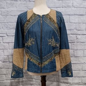 Blue and Tan Jean Jacket with Western Influences